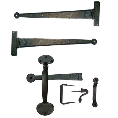 Handgeschmiedetes T-Stück Scharnier 18'' Penny T Scharnier Paar, Suffolk Daumenriegel und Türpaket