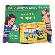 Playskool Match-ups Vintage 1964 Words to Spell Learning Toys Sealed Cards
