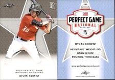 DYLAN KOONTZ 2020 LEAF PERFECT GAME NATIONAL SHOWCASE ROOKIE CARD #233