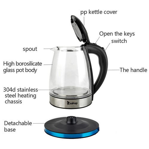 hervidor tetera de vidrio cafetera electrico pava electrica hervir calentar agua - Bild 7 von 24