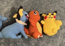 Pok mon Handmade Amigurumi Crochet Dolls Pikachu, Vaporeon, Charmander 6 -9