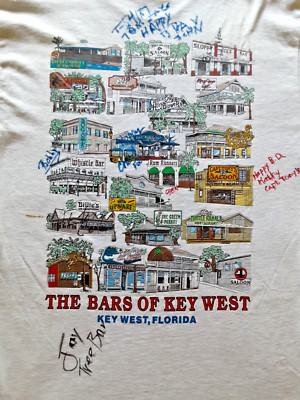 Bars of Key West Florida T Shirt Adult L  - Bartender Signed - Delta Pro Weights