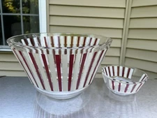 Vintage Mid-Century Candy Stripe Chip & Dip Set