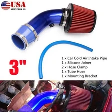 US 3 inch Aluminum Cold Air Intake Filter Induction Pipe Power Flow Hose System