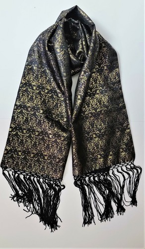 Gorgeous Silk Scarf Shawl Wrap , made of Gold, and Silk Threads. Gift for her - Picture 9 of 54