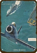 1953 NAVY FJ-2 FURY Jet Aircraft Carrier Vntg-Look DECORATIVE REPLICA METAL SIGN