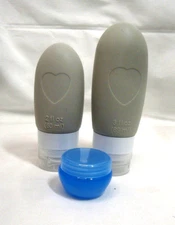 Leak Proof Silicone Soft Refillable Bottles 3oz & 2oz twin packs-Gray