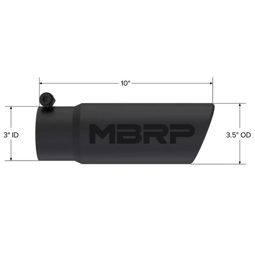 MBRP T5115BLK Stainless Steel Black Angled Round 3 inch Universal Exhaust Tip - Picture 2 of 2