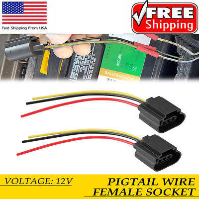 Wire Pigtail Male 9008 H13 Two Head Light Harness Bulb Lamp Socket Connector