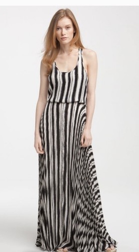Parker Womens Stripe Pleated Maxi Dress 