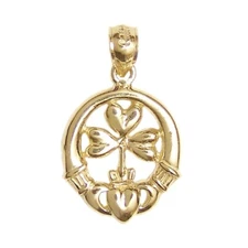 New 14k Yellow Gold Claddagh Pendant