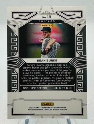 2023 Panini Chronicles Obsidian Orange Prizm Refractor Sean Burke