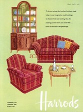 HARRODS Home Lounge Furniture ADVERT Original Vintage 1960 Print Ad 692/21