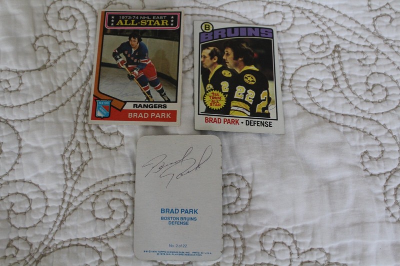 Autograph Hockey Cards Brad Park OPC 1974-75 #131 Topps 1976-77 #60 Insert #2