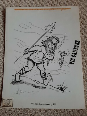 1960s VIC CANTONE CARTOONIST Original Artwork Mockup for ''The Sea Circus'' Book