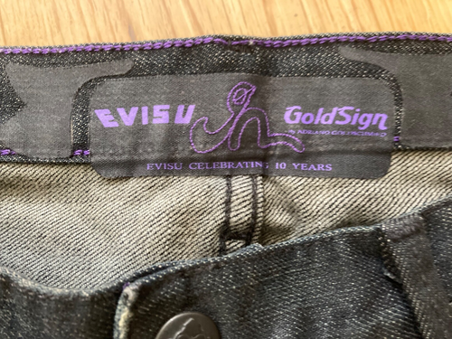 RARE BLACK EVISU X GOLD SIGN JEANS IN VG CONDITION W32 L33.5 - Picture 8 of 18