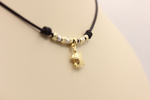 COLLANA DODO STYLE PEPITE CHARM TARTARUGA CUOIO CERATO CHIUSURA SCORREVOLE EXPLO - Imagen 2 de 5