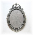 4 Ant. Silvertone ROYAL 40mm x 30mm CAMEO Pin Brooch Pendant Frames Settings  — photo 2