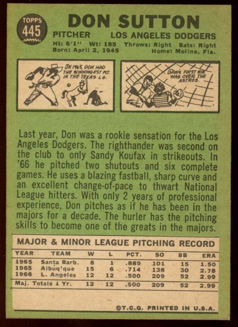 1967 Topps #445 Don Sutton NM Dodgers 73840 | eBay