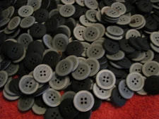 Bag 100 of Light/Dark Gray 5/8" Four Hole Buttons