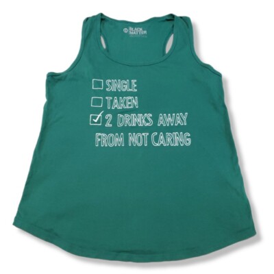 Black Matter Top Size 2X Tank Top Graphic Print ''2 Drinks Away From Not Caring''