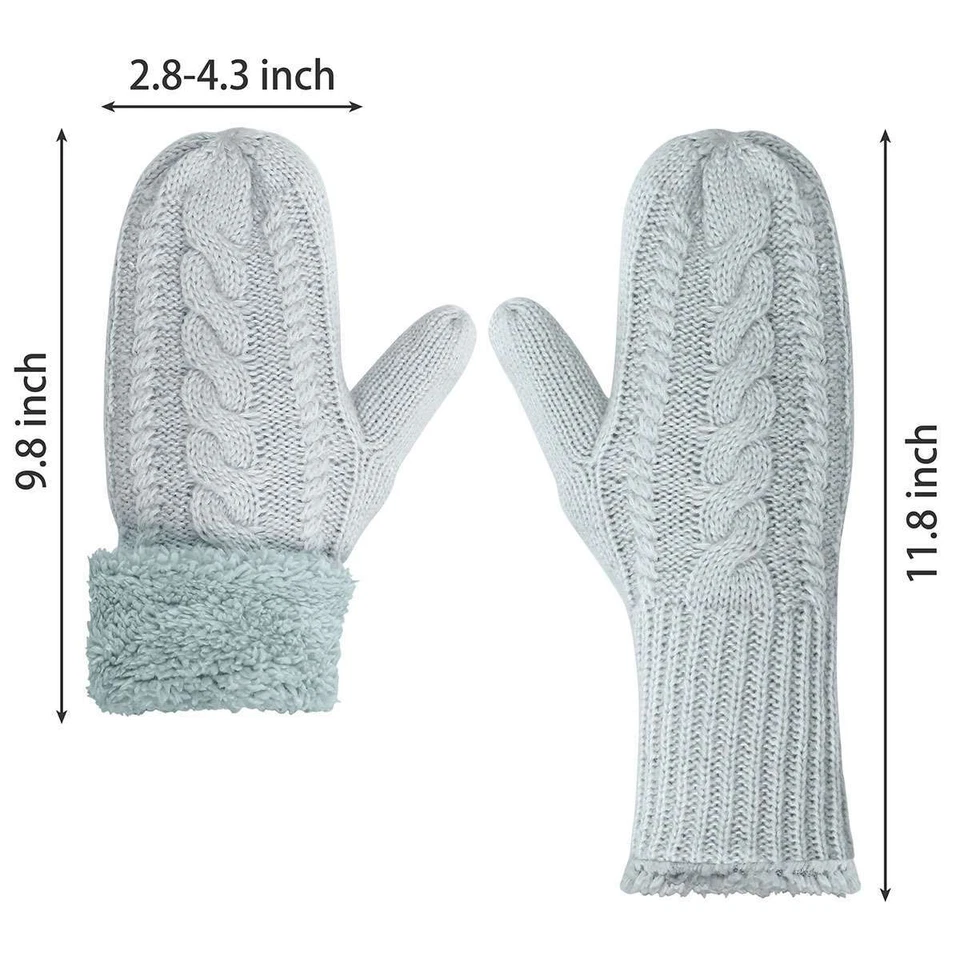 Womens Ladies Knitted Soft Insulated Extra Warm Winter Mittens Gloves Thick - Image 2 of 4