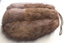 Fancy Vintage Women's Mink Muff/Purse Bag Combination Handwarmer Wristlet