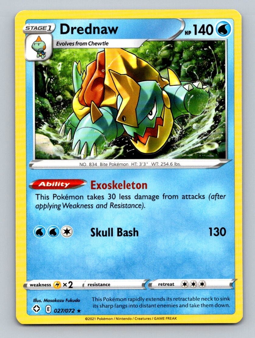 2021 Pokemon Card Shining Fates Drednaw 27/72