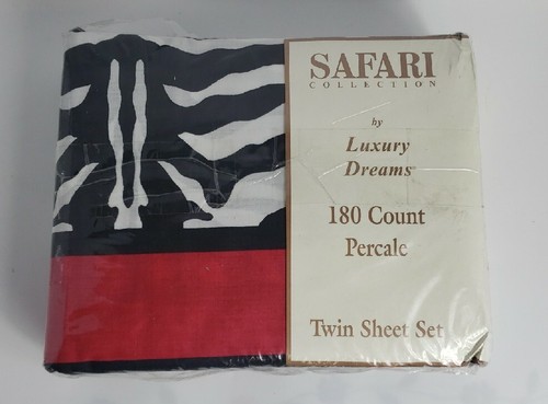 Zebra Pattern Sheet Set Safari Collection Luxury Dreams 180 Count Percale Twin - Picture 1 of 3