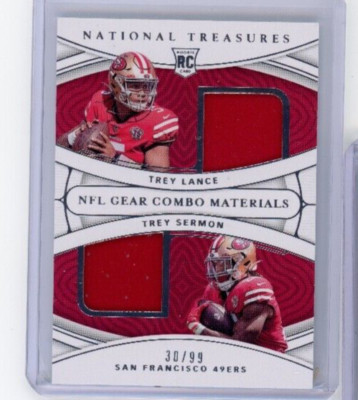2021 Panini National Treasures Combo PATCH ROOKIE RC #/99 Trey Lance Trey Sermon