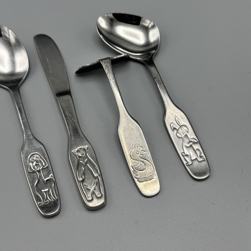 Vtg Beram Rostfrei 4 Pc Child Silverware Set Etched Animals German Kinderbesteck - Picture 6 of 10