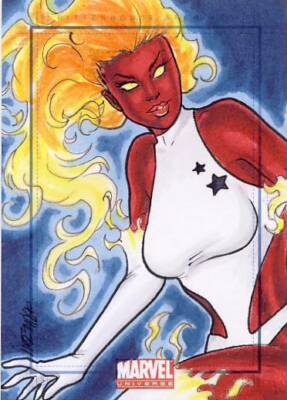 2011 Marvel Universe Sketch Card Allen Binary Captain Marvel RARE character