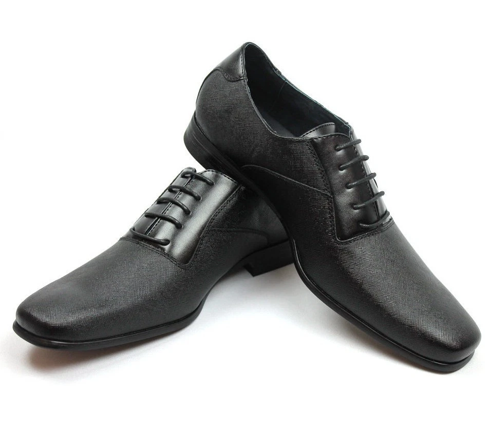 Kan ikke sweater junk Men&#039;s Dress Shoes Black Oxford Lace Up Herringbone Design Formal  Business Prom | eBay