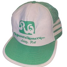 Vintage 3 Stripe Trucker Mesh Snapback Rohrers Quarry Made in USA Lititz PA