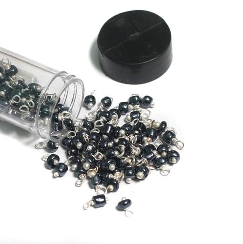 200 piezas, cuentas de vidrio Loreal de 4 mm metálico tubo negro plateado - Imagen 6 de 9
