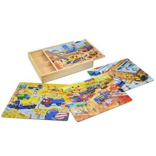Wooden Puzzles for Ages 4-8, Construction Sites Vehicles 4-in-1 Jigsaw Puzzle...