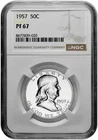 1957 50C Proof Silver Franklin Half Dollar NGC Graded PF 67 in New Holder