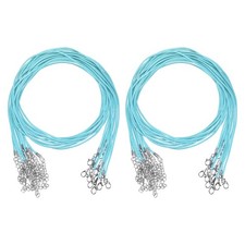 20 Pack 24" Waxed Necklace Cord, 1.5mm Bracelet Cord with Clasp Lake Blue