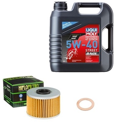 HiFlo Ölfilter Set LM 5W-40 Race 4L für Honda TRX 420 FA Fourtrax DCT TE37E 2010