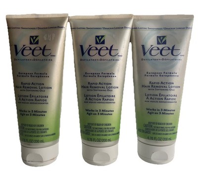3 Pack Veet Hair Removal Lotion Rapid Action With Softening Oil HTF Read Details