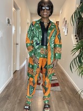 African Wax Cotton Women 2-Piece Set: Jacket Pants 2526002