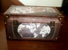 Baule Pieghevole Rettangolare  Similpelle Stile Vecchia Marina Design Mappamondo