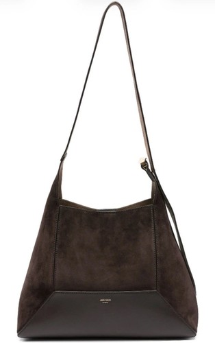 JIMMY CHOO DIAMOND MEDIUM CHOCOLATE SUEDE AND LEATHER SHOULDER BAG LIKE NEW❤️❤️