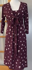 GAP Floral Front Tie Maternity Modi Dress Sz L Burgundy Viscose Stretch Boho