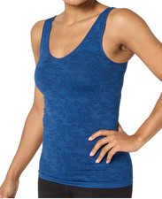 Breezies Seamless Floral Reversible Neckline Tank Small Ocean A648397 11412