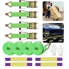 4x Wheel Ratchet Strap Recovery Transport Trailer Car Van Truck Vehicle Tie Down