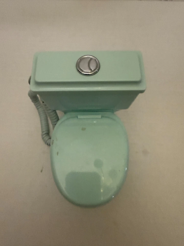 Teléfono fijo vintage de novedad con botón pulsador de inodoro RARO de los años 90 Foto 2 de 4