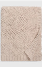 NWT 160 Barefoot Dreams CozyChic Diamond Weave Throw Blanket Stone Tan 45"X60"