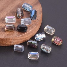 20pcs Cylinder Shape 8x6mm Shiny Colorful Faceted Crystal Glass Loose Beads Lot