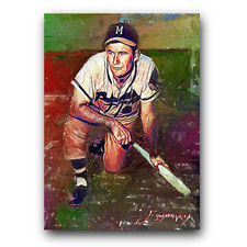 Joe Adcock #7 Art Card Limited 20/50 Edward Vela Signed (Milwaukee Braves)